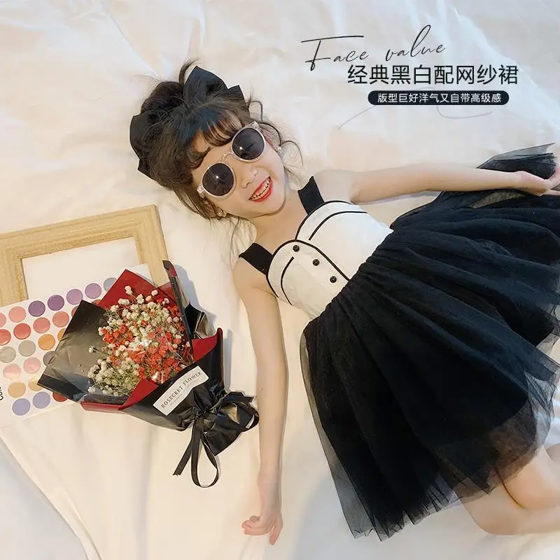 

2022 Girls Fairy Dress Summer Children'S Fluffy Mesh Hepburn Princess Dress Girl Baby Dress