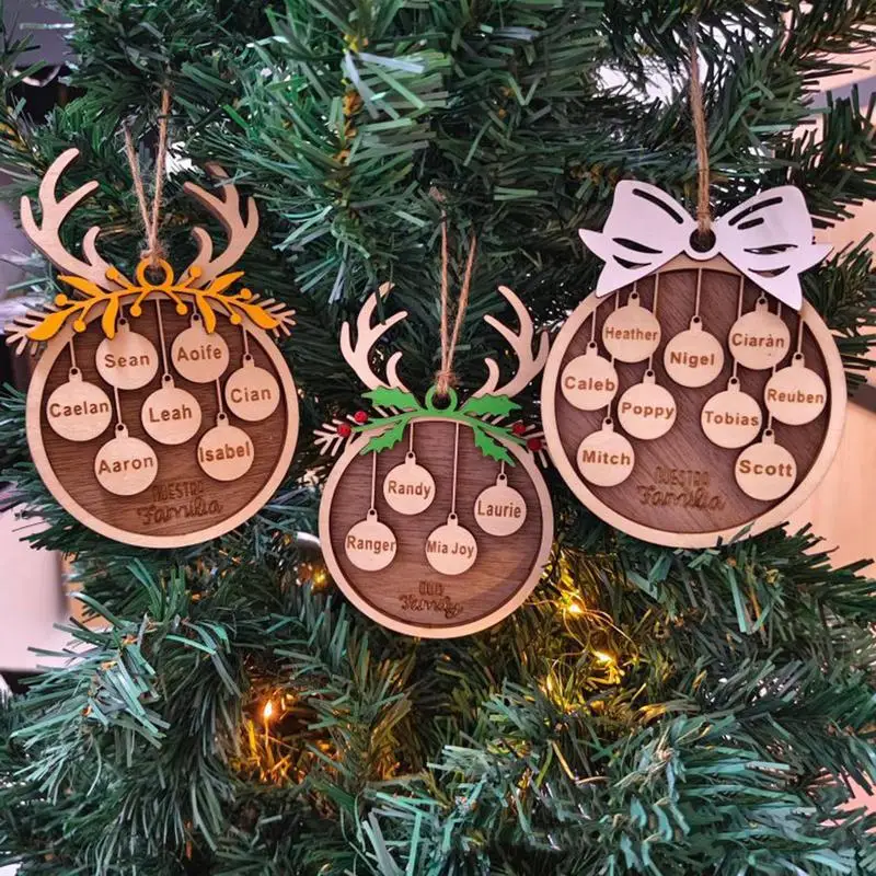 

2022 рождественские подвесные украшения с наименованием товара, круглые деревянные подвески для рождественской елки, Декор, детский подарок, Рождество
