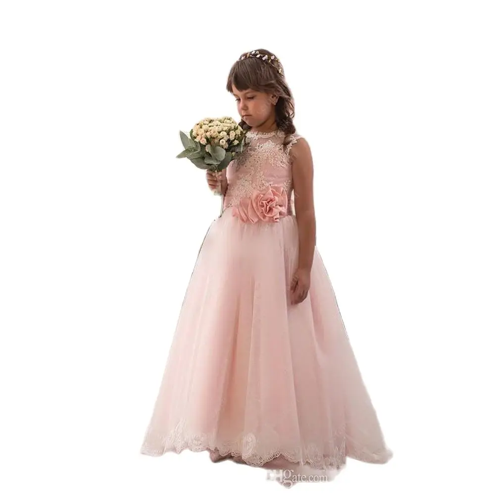 

Платье принцессы с розовыми цветами для девочек на свадьбу, украшение на шею, винтажное кружево ручной работы, Цветочные бусины 2022, дешевое ...