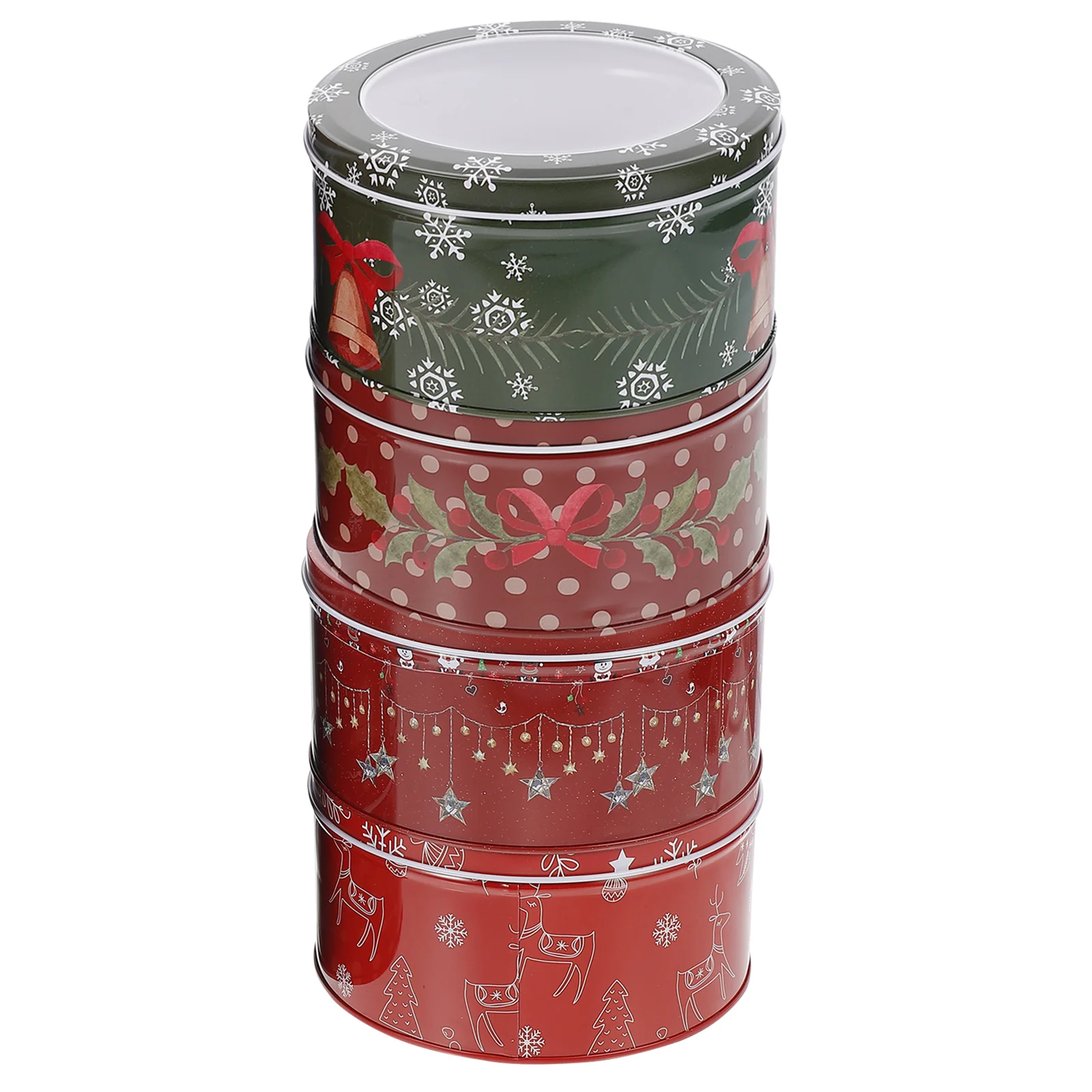 

Christmas Tin Box Candy Cookietinplate Boxes Gift Tinsmetal Jar Containers Holiday Biscuits Lids Window Round Storage Santa