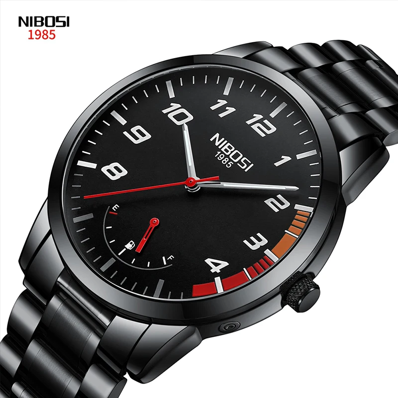 

NIBOSI 2022 Men Luxury Watch Black Luminous Display Waterproof Stainless Stee Quartz Watches Wristwatch Zegarek Męski 2528