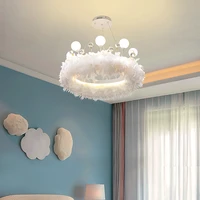 nordic modern pendant light feather romantic led crystal chandeliers indoor decoration bedroom living room hotel guesthouse lamp