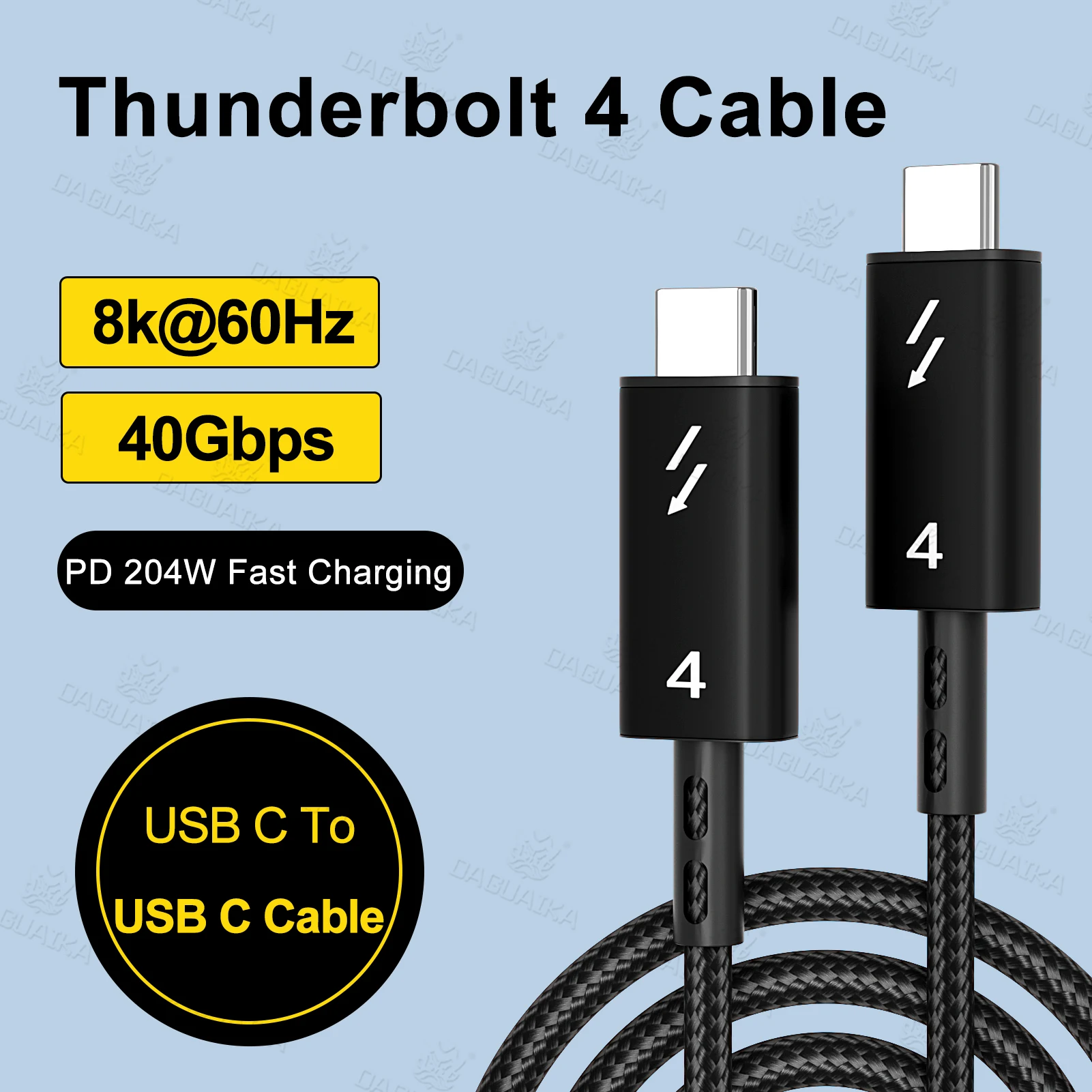 Коаксиальный кабель Thunderbolt 4 длиной 1 5 м USB4 типа c 40 Гбит/с PD 240 Вт скорость 8K для