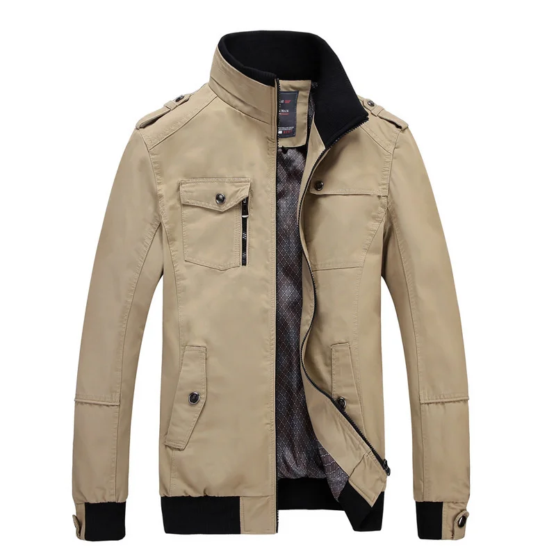 

Men's Jacket Stand Collar Fashion Youth Autumn Winter Chek Coat 159