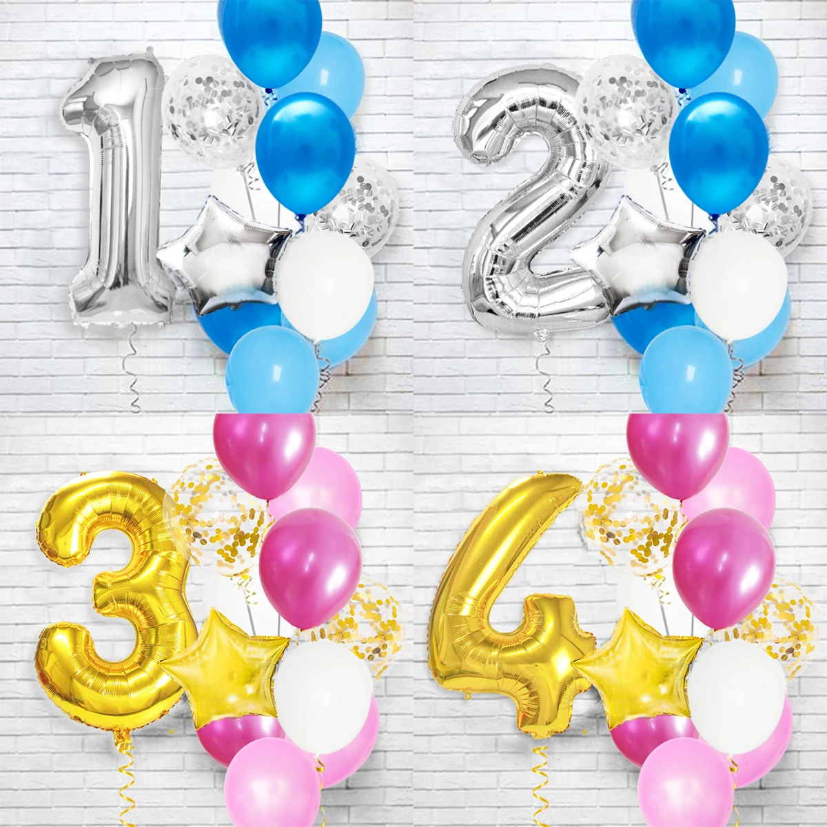 

Blue Pink Foil Number Balloons 1st 2nd 3rd 1 2 4 5 6 7 8 9 Years Old Happy Birthday Baby Boy Party Decorations Kids My One First