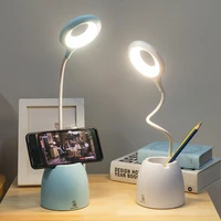 1pcs led rechargeable desk lamp pen holder eye protection study dormitory gift bedroom desk lamp led lights mobile phone holder