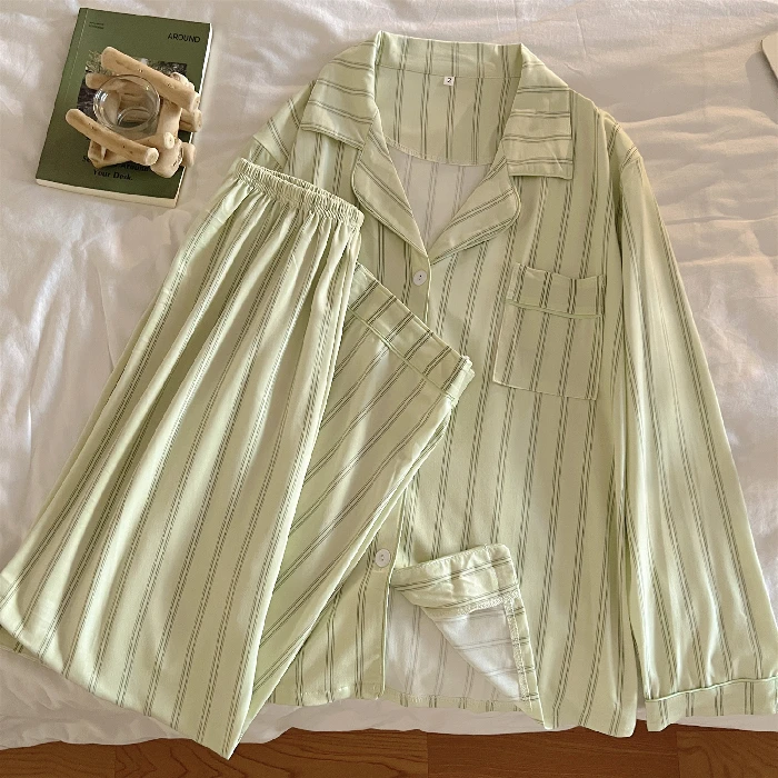 CAIYIER Winter Women Nightwear Sets Long Sleeve Korean Ulzzang Sleepwear Grid Print Soft Sleepwear Ladies Leisure Sweet Homewear