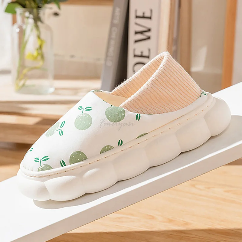 Lovely Fruit Printed Indoor Slippers for Women Platform Shoes House EVA Non-Slip Home Slippers Women Thick Sole Shoes Bedroom