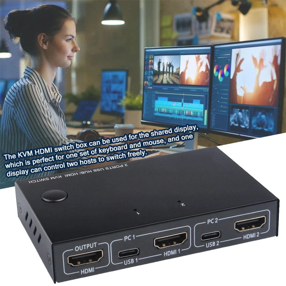 

HD MI 30 Гц KVM 4K * 2K выход двойной монитор переключатель управляет 2 компьютерами или мониторами ноутбука Двойной вход Дисплей не требует драйвера