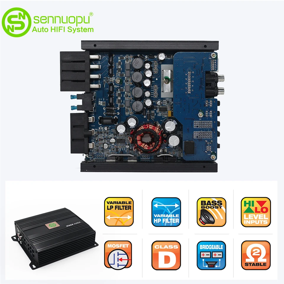 $81.60 Sennuopu A6004 Automotive Audio Processor Car Sound Amplifier 4Ch 12 V Bluetooth Box 2 Channels Stereo Class D Amplifier for Car