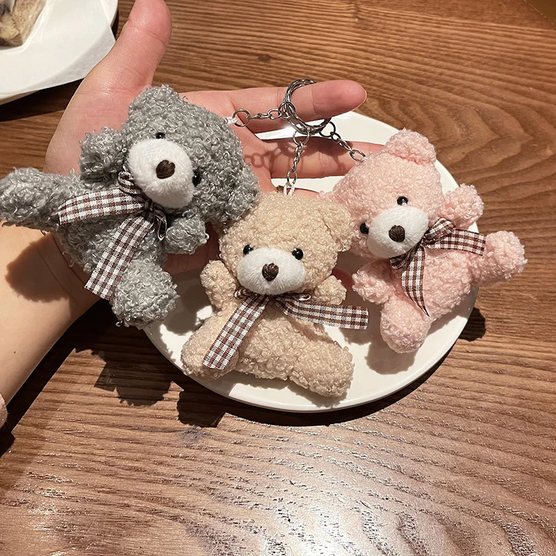 Милый мягкий брелок для ключей в виде медведя миниатюрный плюшевый медведь