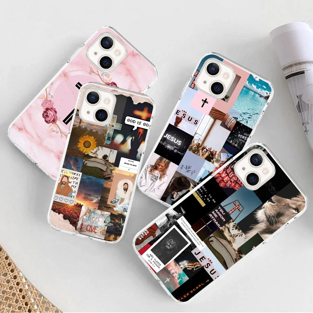 AU-32 Przezroczyste etui Jesus God Loves для Samsung A23 A52S A22S A55 A35 A25 A15 A34 A54 M23 M33 M52 M53