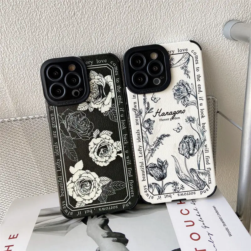 

French Rose iphone 13 / 12pro / 8plus Mobile Phone Case Iphone11 Full Set Anti Falling Full Package Thickened Fall Prevention