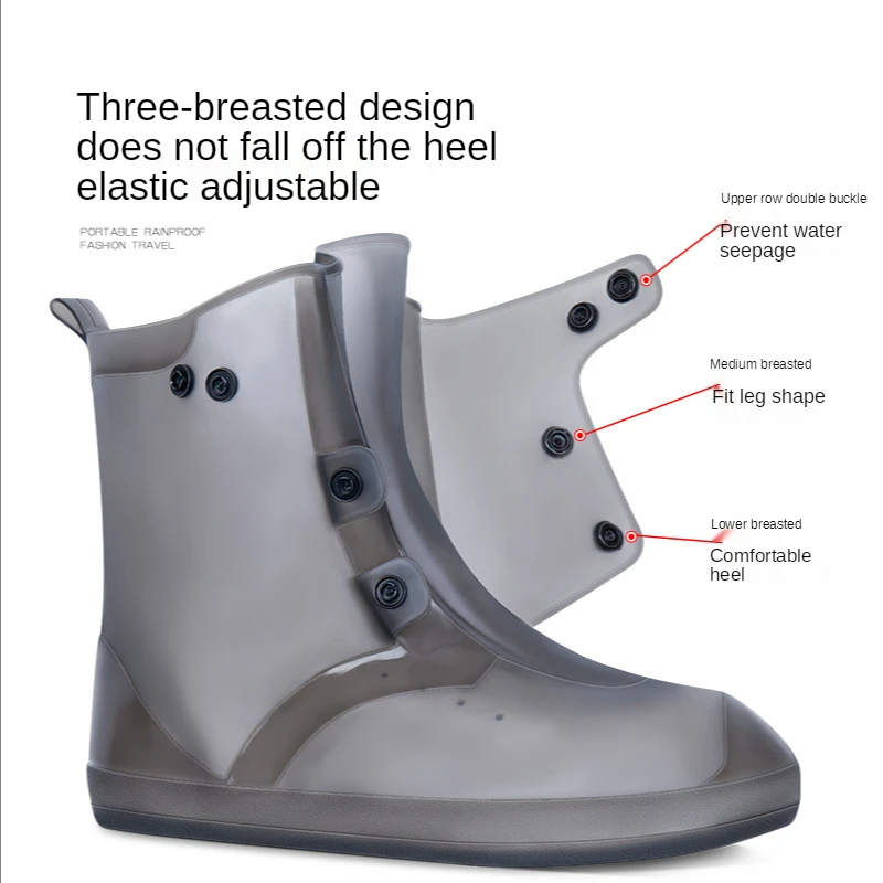 

Men's Rainboots Waterproof Boots Protection Anti-slip Women's Adult Protective Cover Thickened Medium-high PVC Rain Shoes Cover