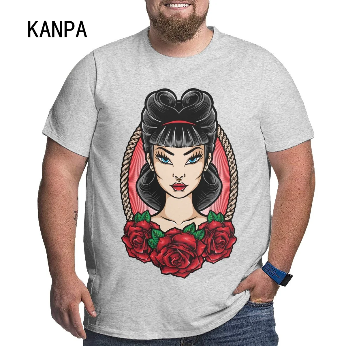 

T Shirt Men Retro 100% Cotton Tops Tees Harajuku Tshirt 2022 Streetwear Hip Hop Male T-shirts Grey 6xl Japanese dancer US Size