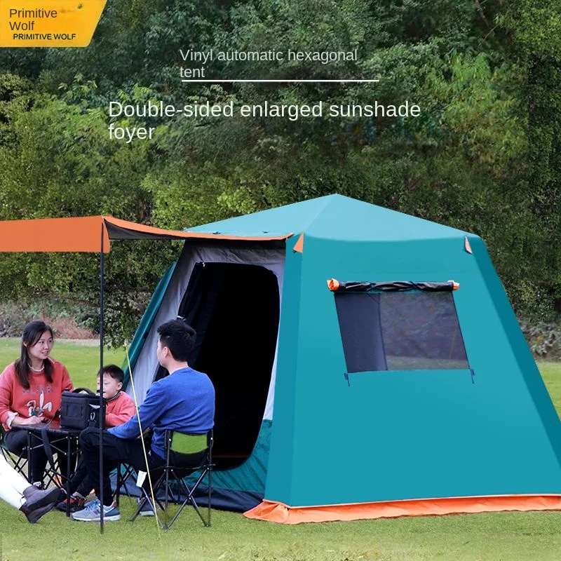 

Outdoor Camping Double-Layer Thickened Rainproof 3-4-5-6 People Automatic Hydraulic Quickly Open Mosquito-Repelled Dew Camp Tent