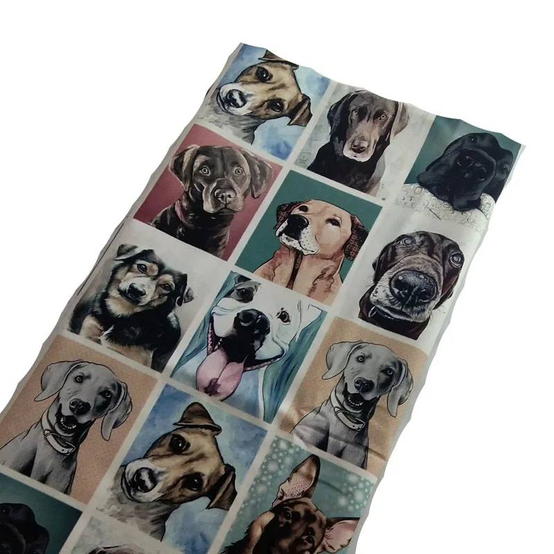 Очаровательная красочная хлопковая ткань с принтом собак радуги 50x105 см для