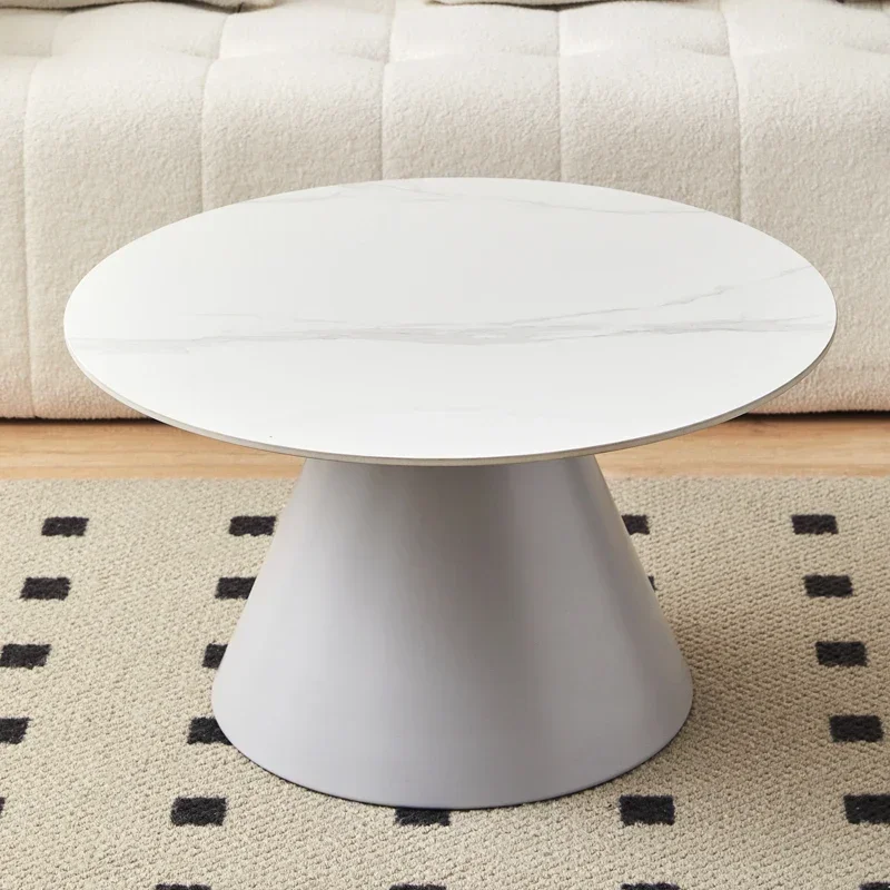 Круглые белые фотообои современный дизайн гостиная кофейные столики в