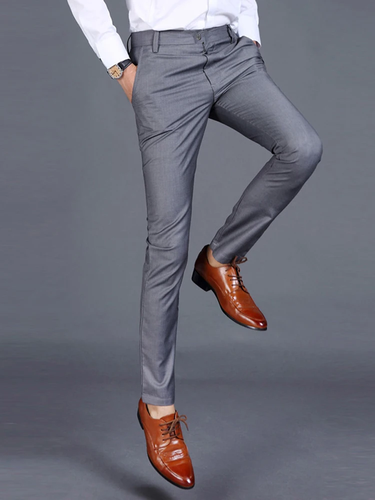 

New Men's Fashion Boutique Solid Color Casual Business Suit Pants Korean-style Men's Spring and Summer Thin Trousers Male Slacks