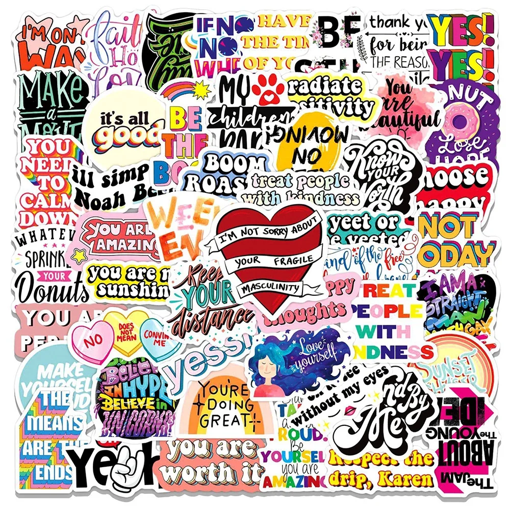 

10/30/50PCS Motivational Quotes Sentences Phrases Stickers DIY Fridge Laptop Luggage Skateboard Graffiti Joke Sticker