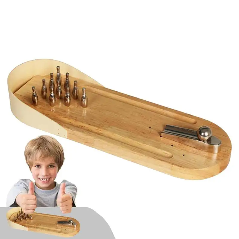 

Child Toys Wooden Mini Desktop Bowling Game Toy Set Fun Indoor Parent-Child Interactive Table Game Bowling Developmental Toy