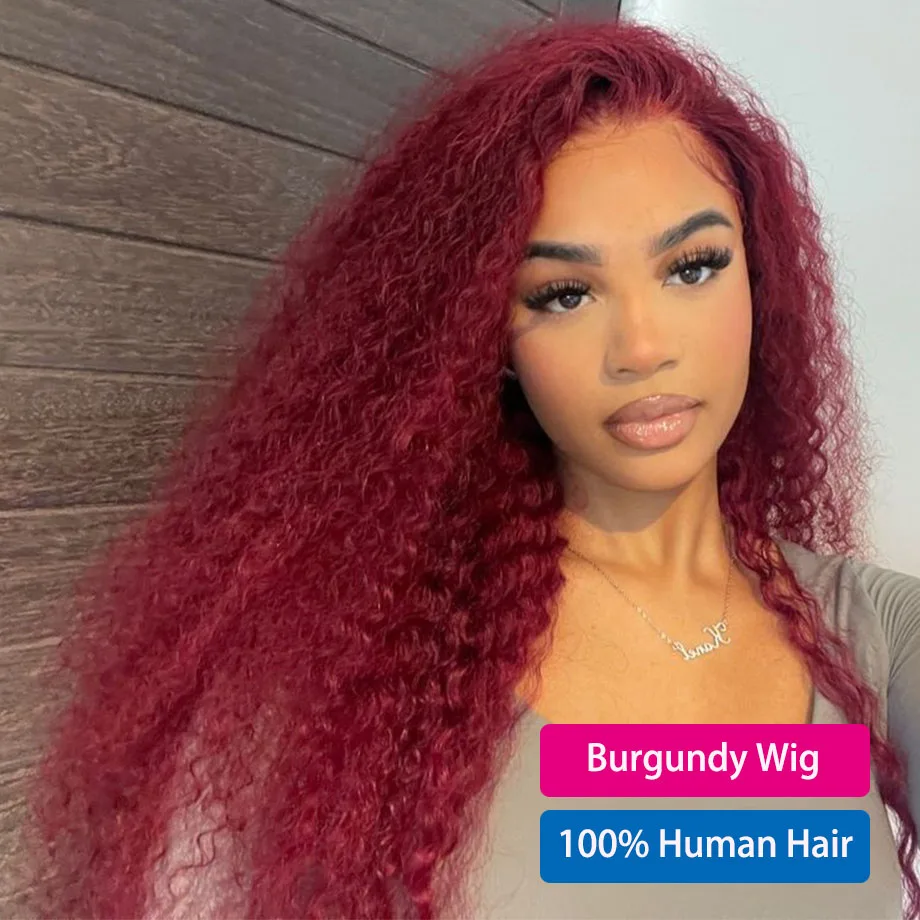 Ed Burgundy Lace Front Wig Deep Wave Curly Human Hair Wig Water Wave 13x4 13x6 Hd Lace Frontal Wig Glueless Brazilian Wigs