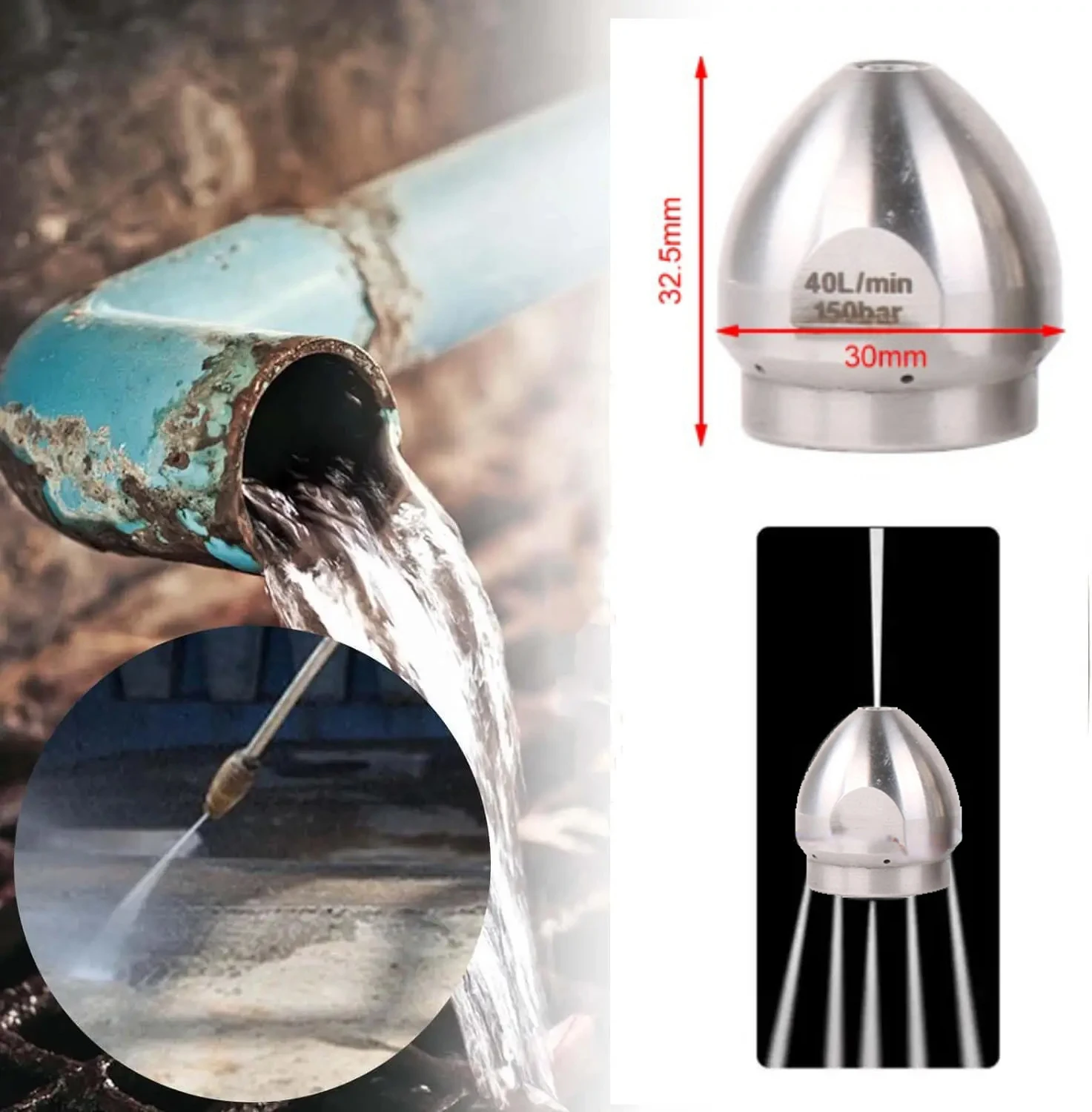 Сопло-распылитель для канализации с внутренней резьбой G3/8 G1/2 40 л/мин