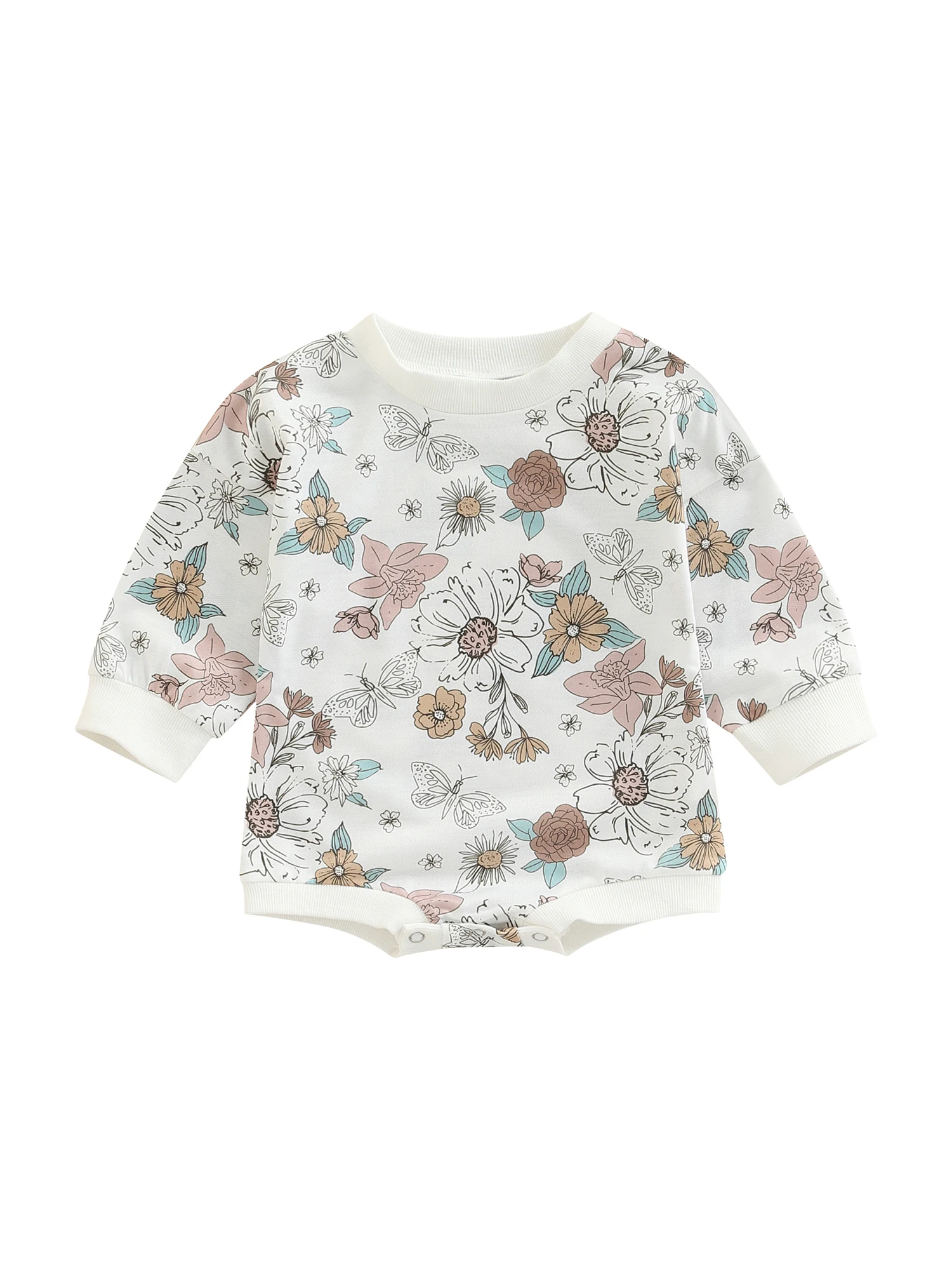 

Toddler Infant Baby Girl Fall Sweatshirts Floral Romper Sweater Tops