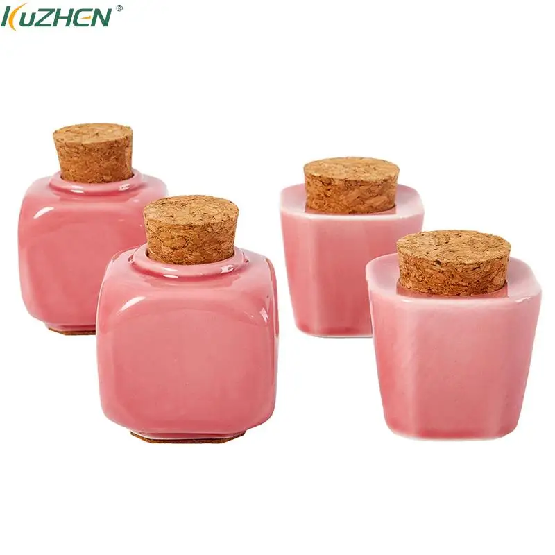 

1Pcs Porcelain Pink Nail Art Acrylic Glass Dappen Dish Liquid Powder Container Bottle With Cork Manicure Cone Crystal Cup