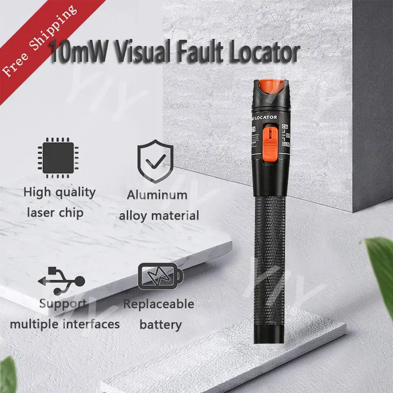 

Free Shipping AUA-10mW Visual Fault Locator Fiber Optic Cable Tester Red Laser Light VFL Applicable to SC/FC/ST/LC Interface