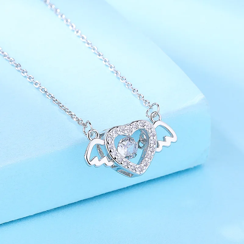 Фото искать на aliexpress чокер бижутерия ожерелье jenshin Модное ожерелье с ангелом, женское ожерелье в форме сердца, перьев, крыльев, роскошное ожерель... №3