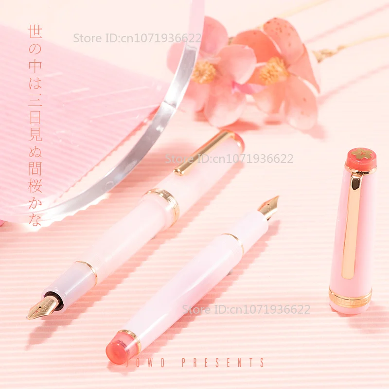 Фото Роскошная перьевая ручка PENT MANYO Sakura Bloom Pink JOWO из смолы, ручка с золотым зажимом, ограниченное количество деловых канцелярских принадлежностей, подарок для письма №2