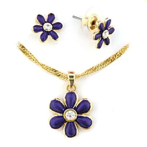 

LO266 - Gold White Metal Jewelry Sets with Top Grade Crystal in Clear