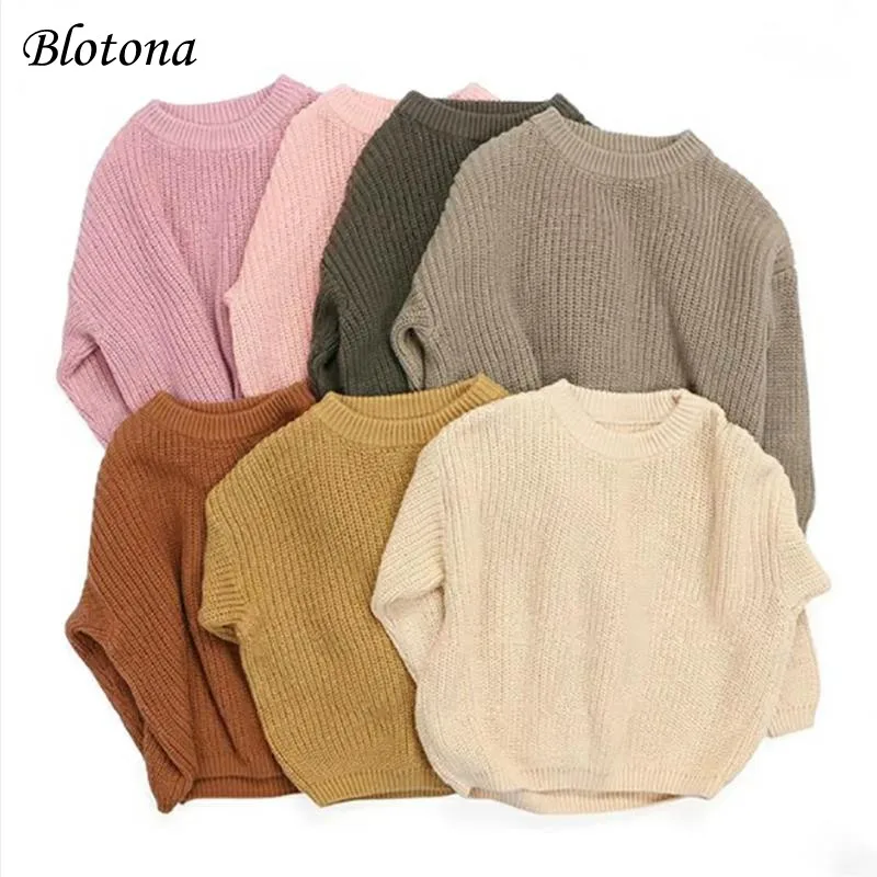Newest Newborn Baby Girl Boy Knitted Long Sleeve Autumn Winter Sweater Solid Loose Pullover Casual Tops Kids Clothes 3M-5Y