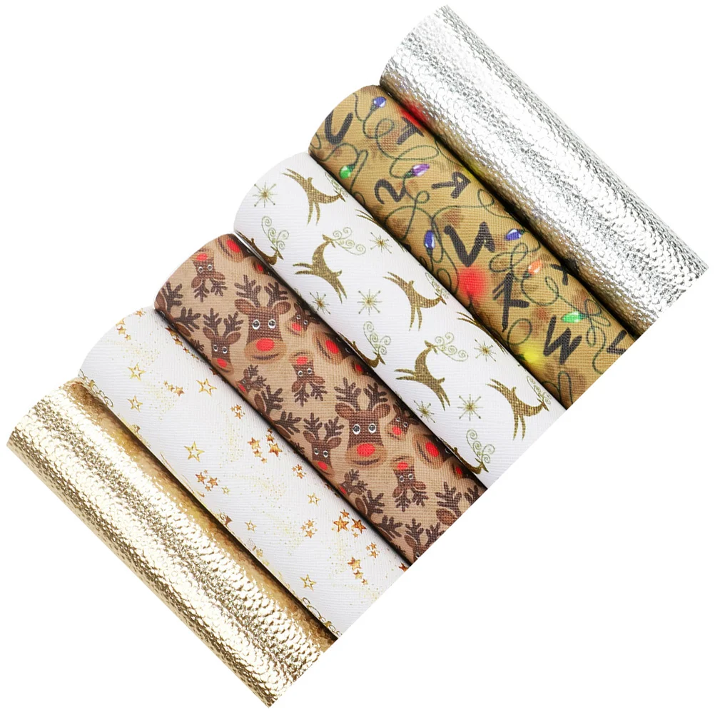 

Sheet Christmas Fabric Faux Sheets Diyxmas Jewelry Printed Earrings Making Glitter Accessories Synthetic Pu Crafts Hair Embossed