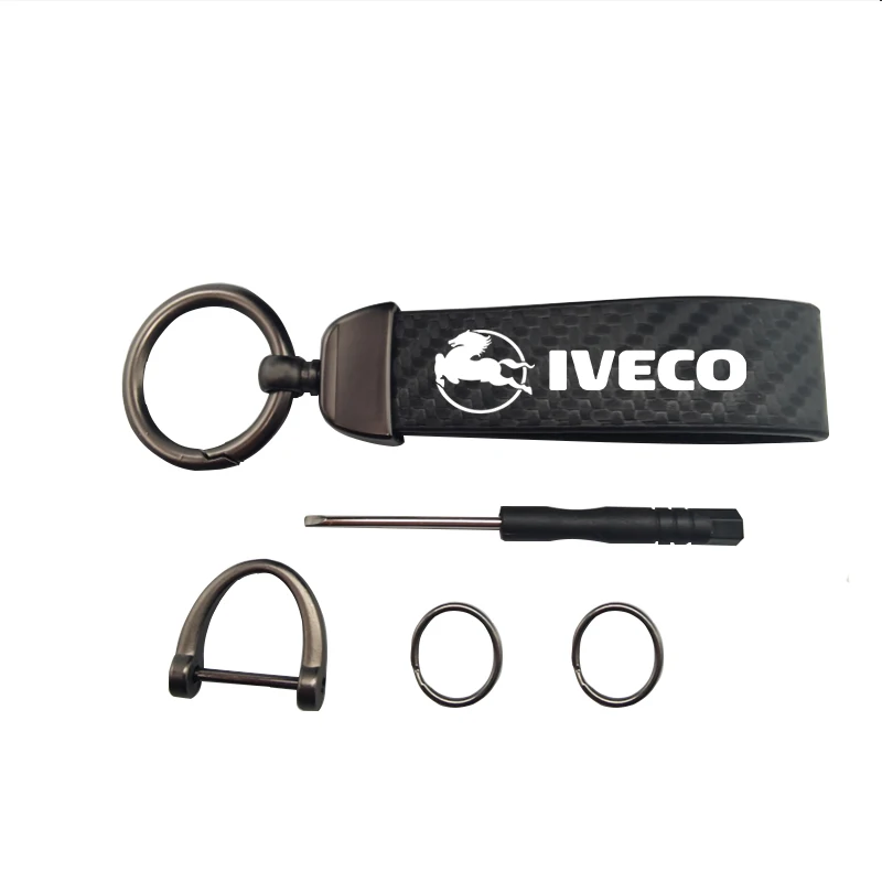 

High-Grade Carbon Leather Car Keychain Chain Key Rings for IVECO Banner 3ft X5 Ft 3ft X5ft Keychain Strap Auto