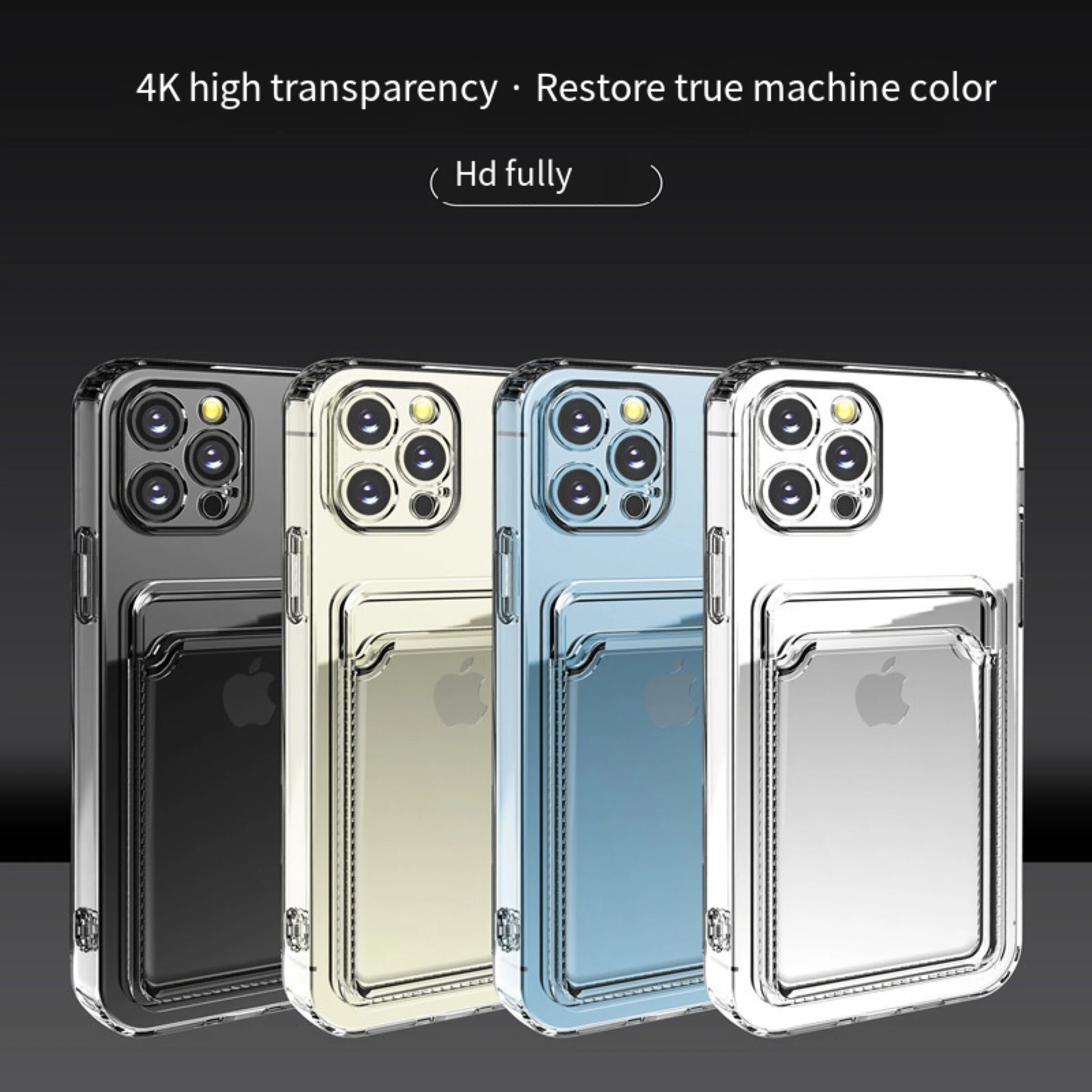 

Iphone 13 Pro Max Transparent Insert Card Card Case Phone Case For Iphone 11 All-Inclusive Soft Silicone Thin Protective Case