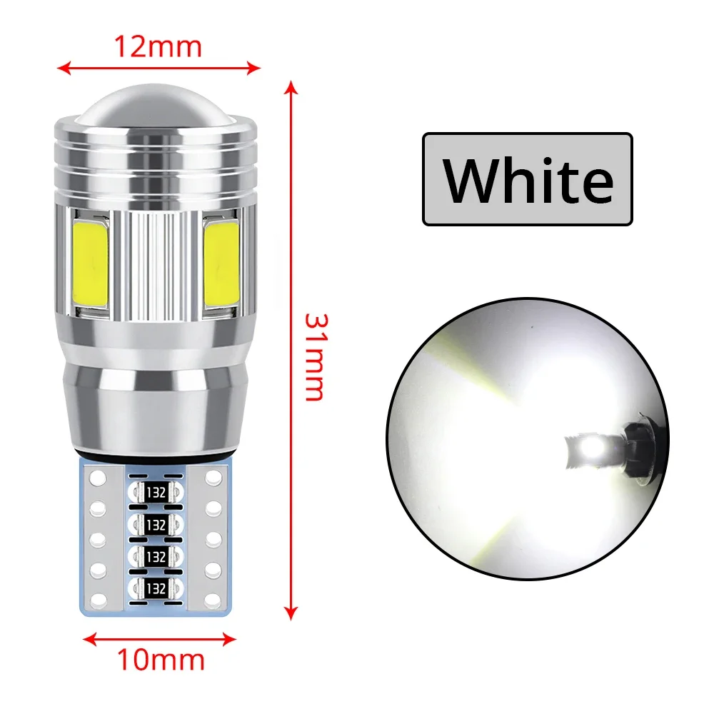 

1/2/4/10 шт. автомобильная светодиодная лампа T10 W5W, супер яркая внутренняя купольная лампа багажника Canbus 5630 6SMD 12 В для указателя поворота, стояночного стоп-сигнала