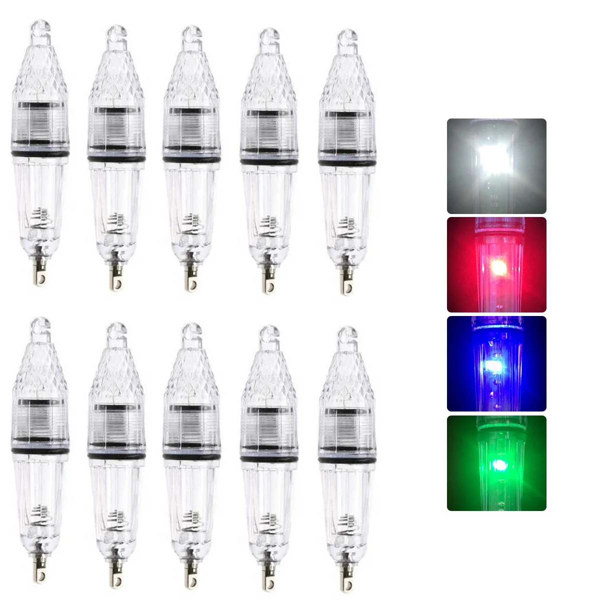 

15Pcs 12cm Deep Drop Underwater Fish Attracting Lure LED Fishing Flash Light Bait For Outdoor Fishing