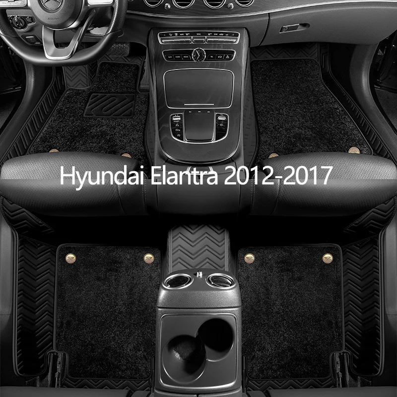 

Custom Leather Car Floor Mats For Hyundai Elantra 2012 2013 2014 2015 2016 2017 Auto Carpet Mats Interior Accessories