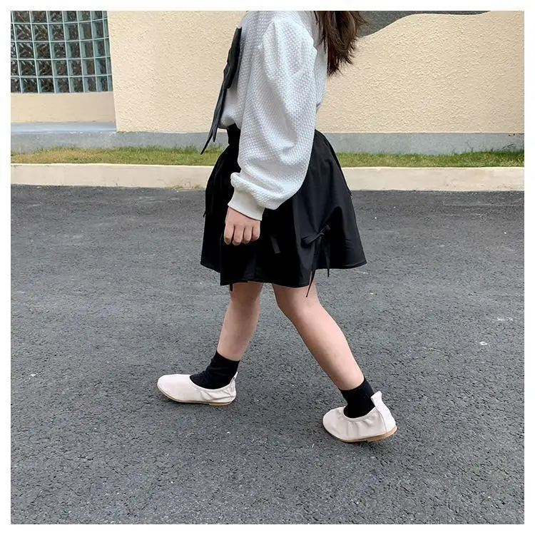 RiniLucia Kids Girls Summer Skirts 2022 New Arrival Children Princess Cotton Skirts Bowknot Teenage Girls Cute Solid Skirts