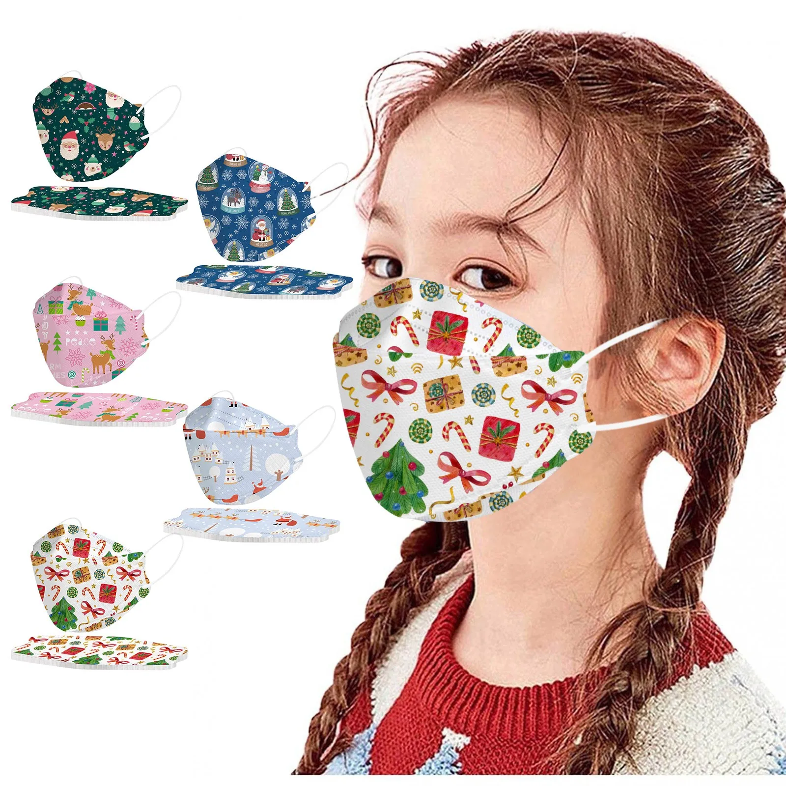 

10pcs Kids Disposable Face Masks 3d Designs 4-ply Printed Kids Face Mask Mascarillas Desechables Masque Enfant Halloween Cosplay