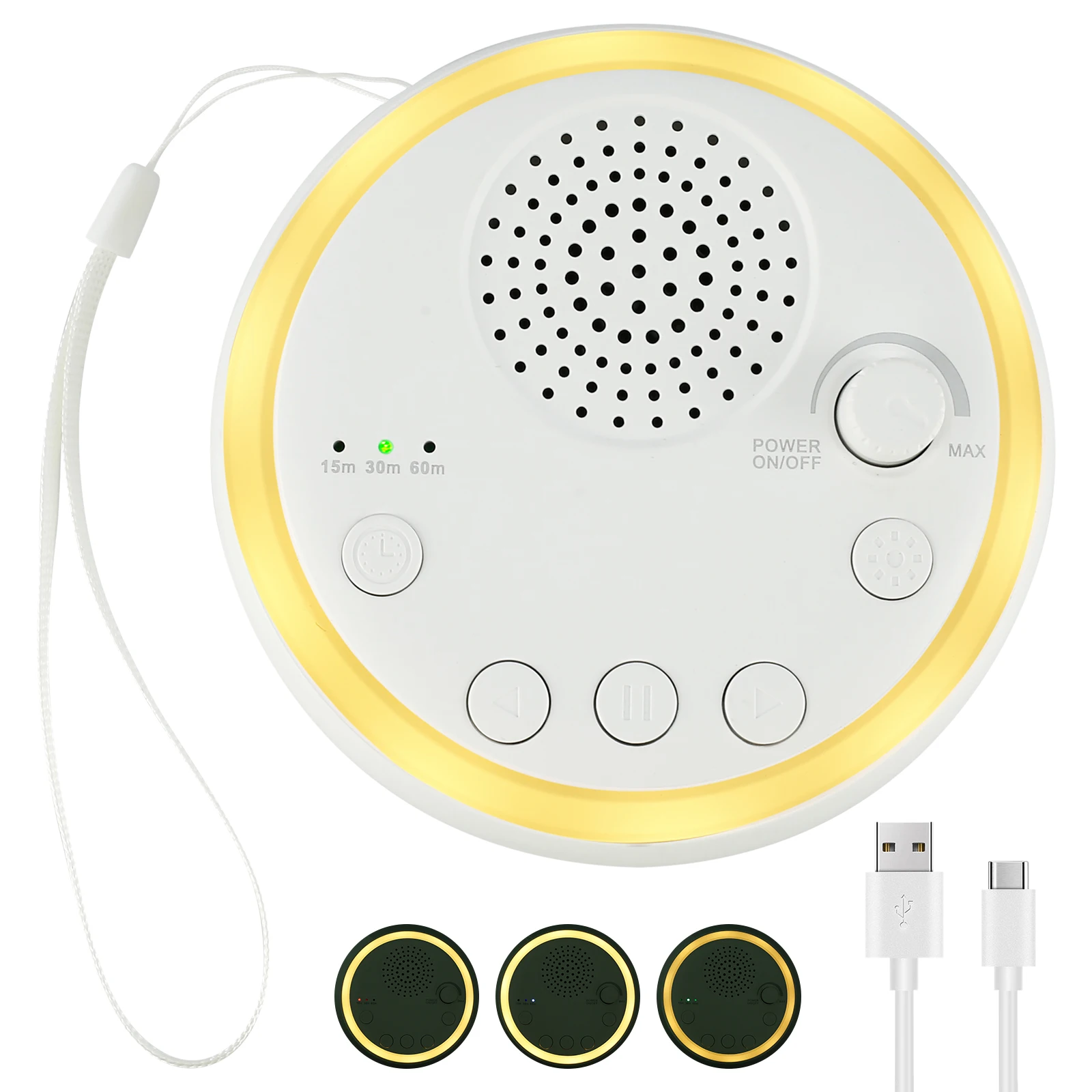

White Noise Machine with Night Light 900mAh Rechargeable Sleep Sound Machine with 16 Natural Sounds Portable Sound Machine Light