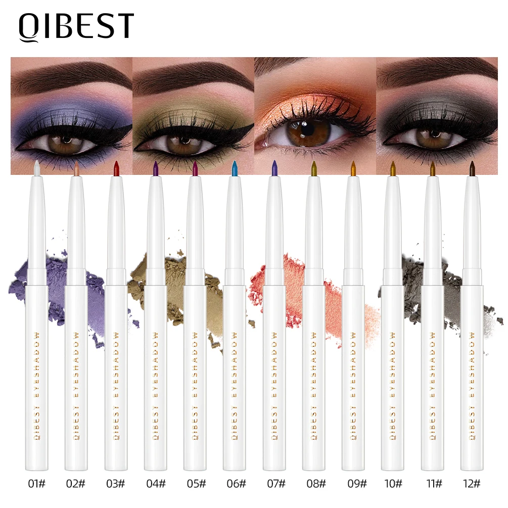 Цветные тени для век QIBEST карандаш косметический блестящие макияжа матовая