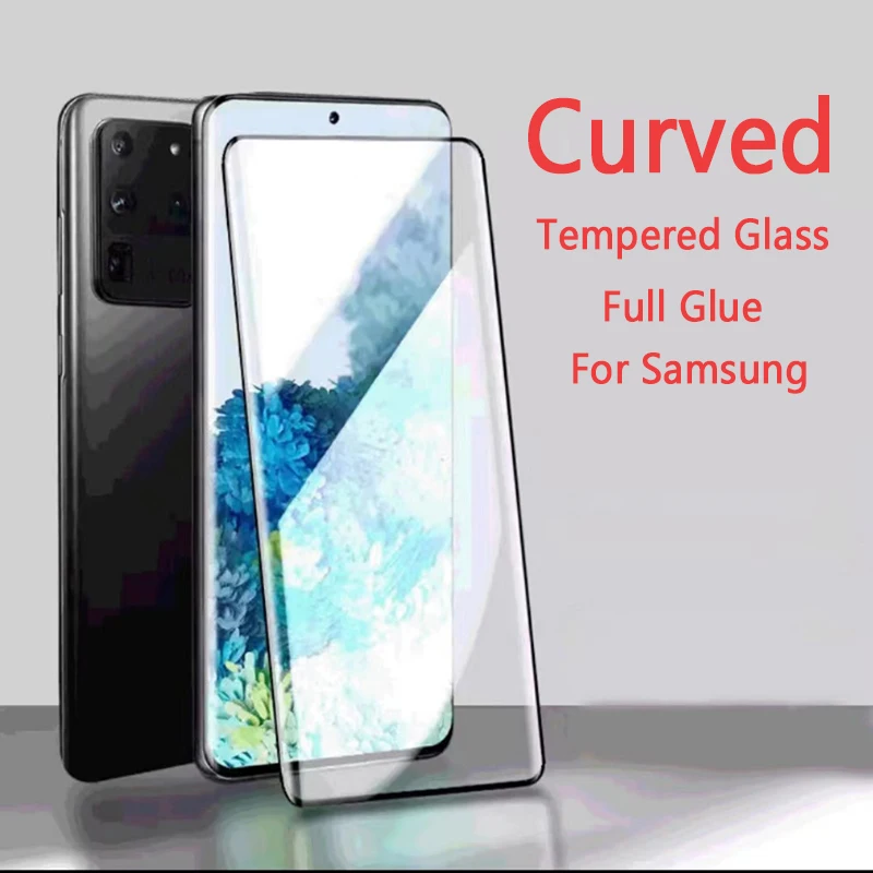 

Fingerprint Unlocking Full Glue Curved Tempered Glass For Samsung Galaxy S23 S22 S20 S21 Ultra S10 S9 Plus Screen Protector Film