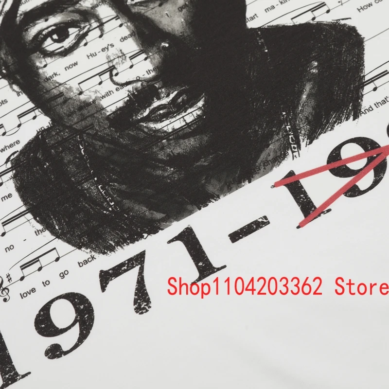 Классические белые футболки с принтом портретной песни футболка 2PAC хлопковая