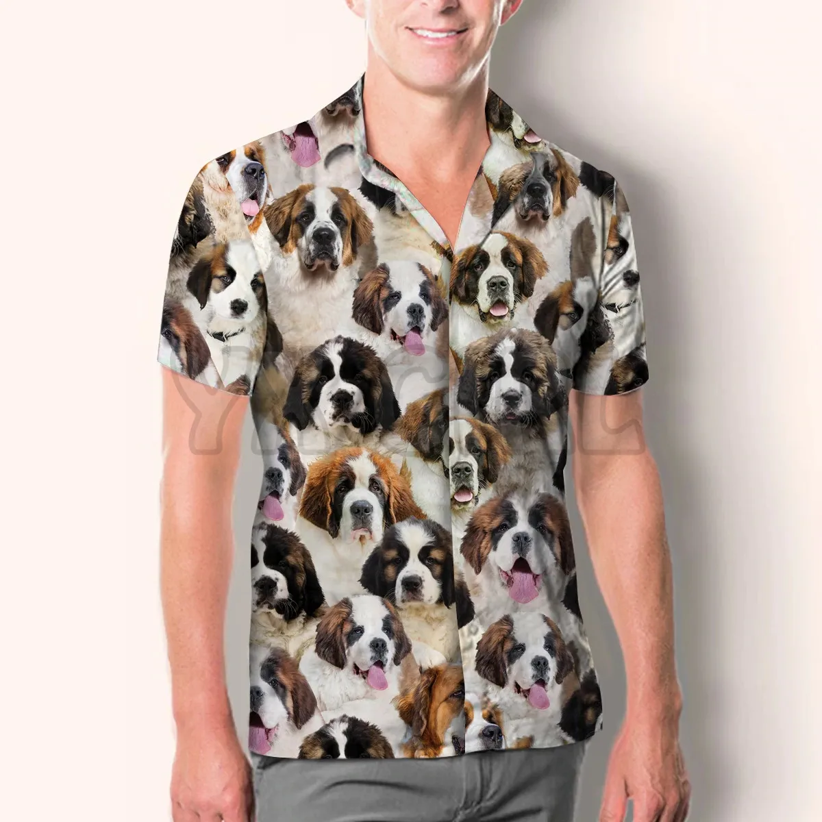 You Will Have A Bunch Of St. Bernards Hawaiian3D All Over Printed Hawaiian Shirt Men's For Women's Harajuku Casual Shirt Unisex