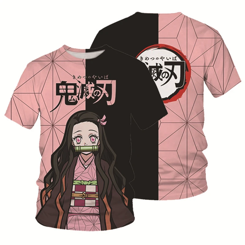 

Unisex Wear 3D Printing T-shirt Anime Demon Slayer Parent-Child T-shirt Children's Clothing Short Sleeve Sweatshirt Cartoon Tops