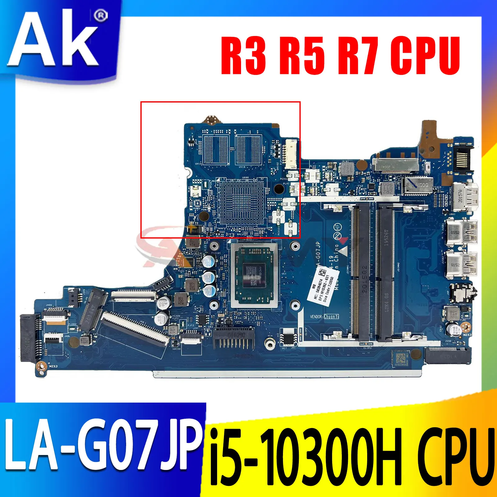 

Материнская плата для ноутбука HP 15T-DB 15-DB 15-DX с AMD R3 R5-3500 R7 CPU DDR4 FPP55 LA-G07JP SPS: Φ