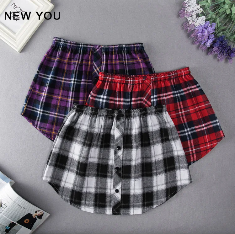 

2022 Fashion Layered Wear Plaid Bottoming Fake Hem Skirts Plus Size Women New Collocation Hip Hop Gothic Shirt Hem Short Skirt